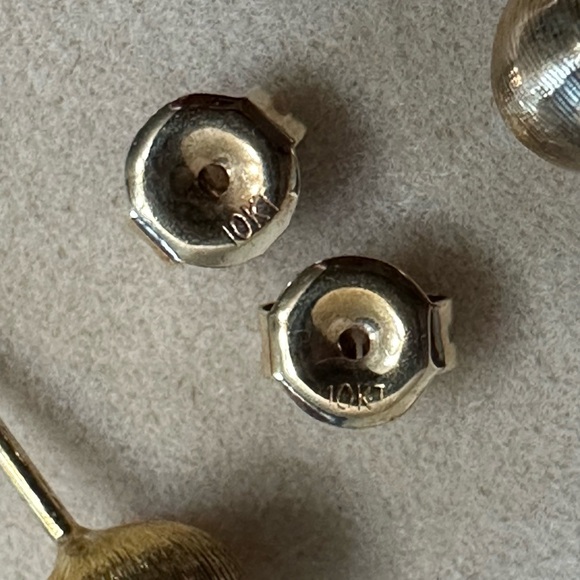 10K Yellow Gold Dome Stud Earrings - Picture 9 of 11